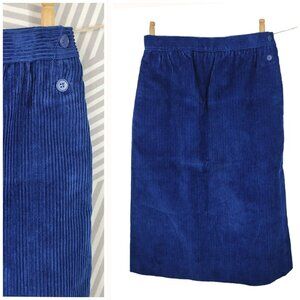 Vintage Izod Lacoste Skirt size 6/8 26" Waist Velvet Corduroy Button Front Blue